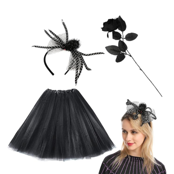 Pack de Accesorios para Araña Mujer – Diadema, Tutu y Rosa Halloween