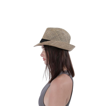 Sombrero Nature Borsalino Unisex – Fedora de Paja Natural con Banda Negra