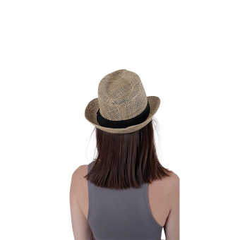 Sombrero Nature Borsalino Unisex – Fedora de Paja Natural con Banda Negra