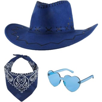 Pack Cowboy – Sombrero, Bandana y Gafas para Niños y Adultos