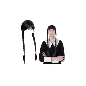 Peluca Miércoles Addams para Mujer – Completa tu Disfraz de Halloween y Carnaval