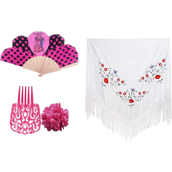 Pack de accesorios Fucsia, estilo flamenco lo puedes combinar con tus preciosos atuendos para mujeres.