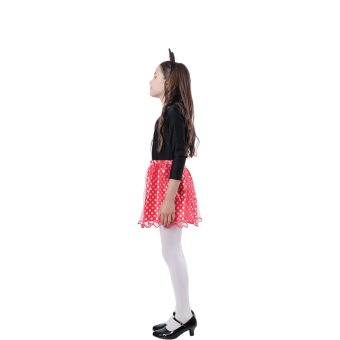 Tutú Rojo de Lunares y Diadema con Orejas al Estilo Minnie para Niña – Accesorio para Disfraces