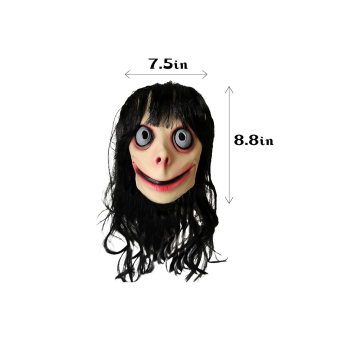 Máscara de Látex de Momo con Pelo para Adulto – Realista y Terrorífica