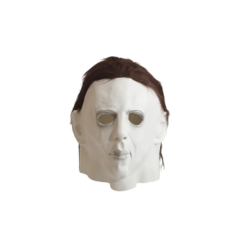 Máscara de Terror Blanca para Adulto con Cabello Sintético – Inspiración de Cine Clásico