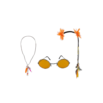 Pack de Accesorios Hippie - Gafas, Diadema y Collar Paz y Amor